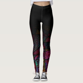 Schwarzes Ombre über der bunter Linie u. Kreis Leggings