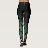 Schwarzes Ombre über mehrfarbiger abstrakter Kunst Leggings (Rückseite)