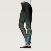 Schwarzes Ombre über mehrfarbiger abstrakter Kunst Leggings (Links)