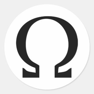 schwarzes Omega-Symbol Runder Aufkleber