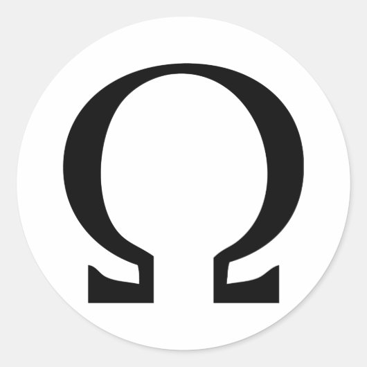 schwarzes Omega-Symbol Runder Aufkleber (Vorderseite)