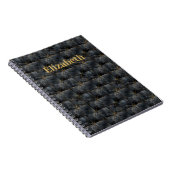 Schwarzes Onyx-Fliesenmuster Namensmonogramm Notizblock (Rechte Seite)