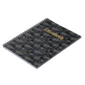 Schwarzes Onyx-Fliesenmuster Namensmonogramm Notizblock (Linke Seite)