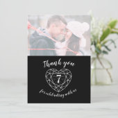 Schwarzes Onyx Herzjubiläum 7 Jahre Foto Dankeskarte (Stehend Vorderseite)