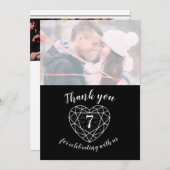 Schwarzes Onyx Herzjubiläum 7 Jahre Foto Dankeskarte (Vorne/Hinten)