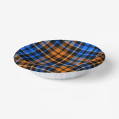 Schwarzes Orange Blau Kariertes Tartan Design  Pappteller (Gewinkelt)