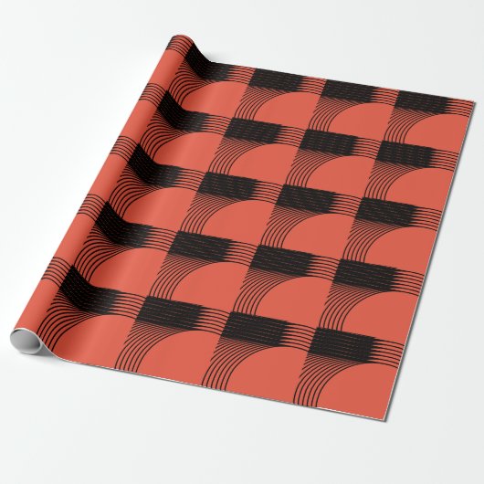 Schwarzes Orange Halloween Geometric Patterns Holi Geschenkpapier (Ungerollt)