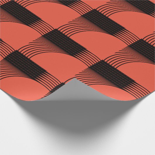 Schwarzes Orange Halloween Geometric Patterns Holi Geschenkpapier (Ecke)