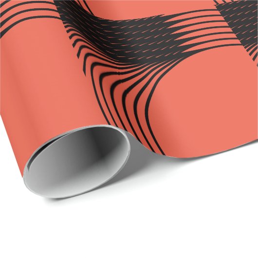 Schwarzes Orange Halloween Geometric Patterns Holi Geschenkpapier (Rolleneckpunkt)