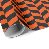 Schwarzes Orange Herringbone Wrapping Paper Geschenkpapier (Rolleneckpunkt)