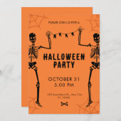Schwarzes Orange Illustratives Halloween Einladung (Vorne/Hinten)