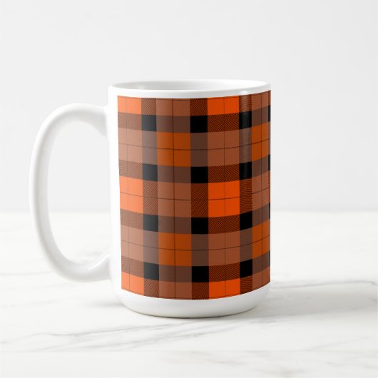Schwarzes Orange im Herbst Kariert Kaffeetasse (Links)