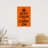 Schwarzes Orange Keep Calm und Mach Weiter Poster (Küche)