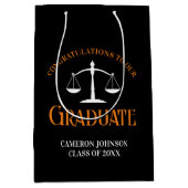 Schwarzes Orange Law School Custom Abschluss Mittlere Geschenktüte (Vorderseite)