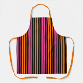 Schwarzes Orange Pink Vertikale Streifen Design Schürze (Vorderseite)