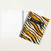 Schwarzes Orange Tiger Streifen Muster Monogramm Planer (Anzeige)