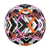 Schwarzes, orangefarbenes und rosa Blatt-Muster Baseball (Vorderseite)