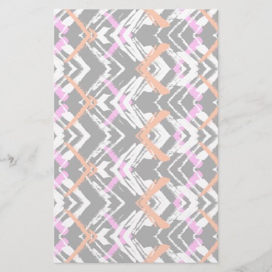 Schwarzes, orangefarbenes und rosa Blatt-Muster Briefpapier (Vorderseite)