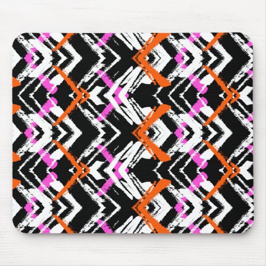 Schwarzes, orangefarbenes und rosafarbenes Blatt Mousepad (Vorne)