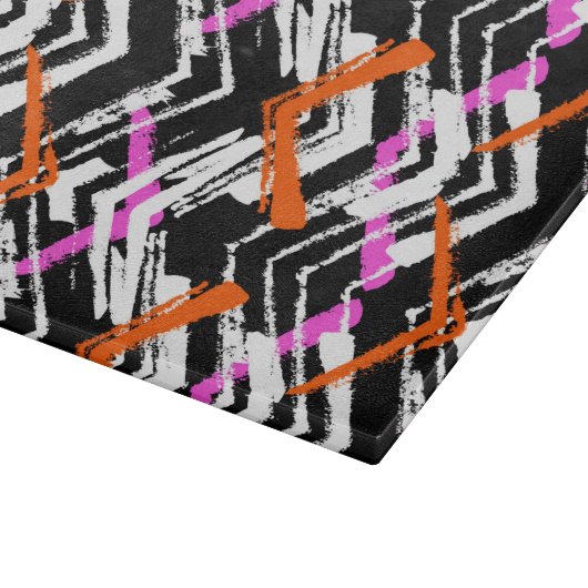 Schwarzes, orangefarbenes und rosafarbenes Blatt Schneidebrett (Ecke)