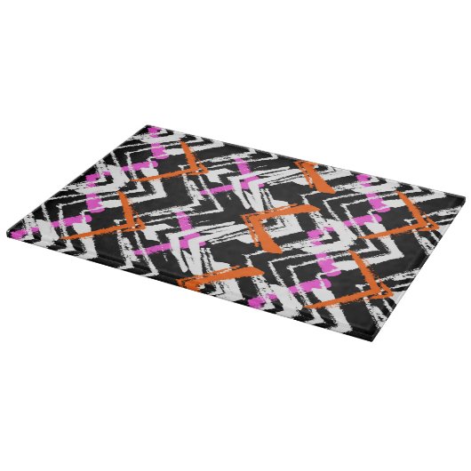 Schwarzes, orangefarbenes und rosafarbenes Blatt Schneidebrett (Ecke)