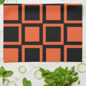 Schwarzes Orangenquadrat Geschirrtuch (Gefaltet)