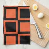 Schwarzes Orangenquadrat Geschirrtuch (Viertel Falte)