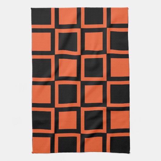 Schwarzes Orangenquadrat Geschirrtuch (Vertikal)
