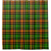 Schwarzes oranges grünes Karo-Tartan-Design Duschvorhang (Vorderseite)