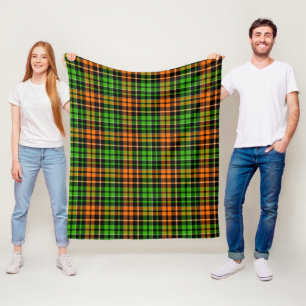 Schwarzes oranges grünes Karo-Tartan-Design  Fleecedecke