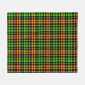 Schwarzes oranges grünes Karo-Tartan-Design Fleecedecke (Vorderseite (Horizontal))