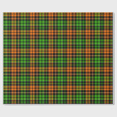 Schwarzes oranges grünes Karo-Tartan-Design  Geschenkpapier (Flach)