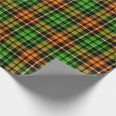 Schwarzes oranges grünes Karo-Tartan-Design  Geschenkpapier (Ecke)