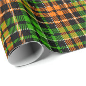 Schwarzes oranges grünes Karo-Tartan-Design  Geschenkpapier (Rolleneckpunkt)