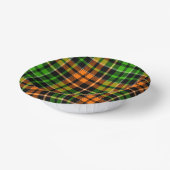 Schwarzes oranges grünes Karo-Tartan-Design  Pappteller (Gewinkelt)