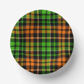 Schwarzes oranges grünes Karo-Tartan-Design  Pappteller (Vorderseite)
