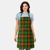 Schwarzes oranges grünes Karo-Tartan-Design  Schürze (Getragen)