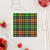 Schwarzes oranges grünes Karo-Tartan-Design  Serviette (Beispiel)