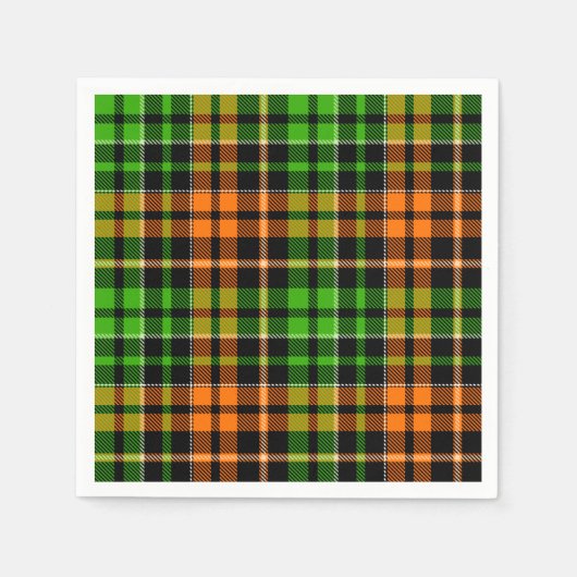 Schwarzes oranges grünes Karo-Tartan-Design  Serviette (Vorderseite)