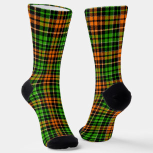 Schwarzes oranges grünes Karo-Tartan-Design  Socken
