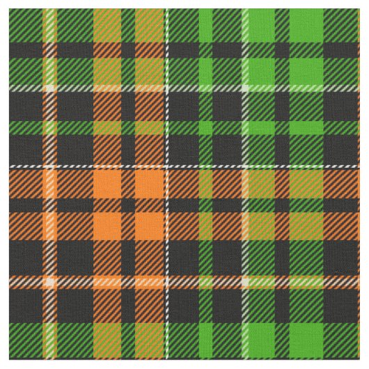 Schwarzes oranges grünes Karo-Tartan-Design Stoff (Nahaufnahme)