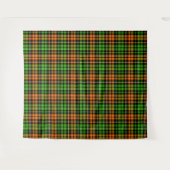 Schwarzes oranges grünes Karo-Tartan-Design Wandteppich (Vorderseite (Horizontal))
