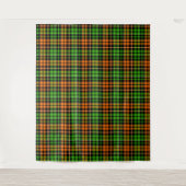 Schwarzes oranges grünes Karo-Tartan-Design Wandteppich (Vorderseite)