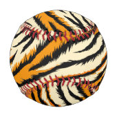 Schwarzes Oranges Tiger-Streifen-Muster-Monogramm Baseball (Rückseite)