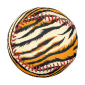 Schwarzes Oranges Tiger-Streifen-Muster-Monogramm Baseball (Vorderseite Links)