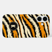Schwarzes Oranges Tiger-Streifen-Muster Monogramm Case-Mate iPhone Hülle (Rückseite (Horizontal))