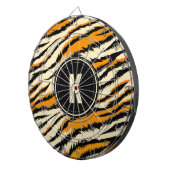Schwarzes Oranges Tiger-Streifen-Muster-Monogramm Dartscheibe (Vorderseite rechts)