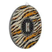 Schwarzes Oranges Tiger-Streifen-Muster-Monogramm Dartscheibe (Vorderseite Links)