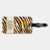 Schwarzes Oranges Tiger-Streifen-Muster-Monogramm Gepäckanhänger (Rückseite horizontal)