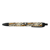 Schwarzes Oranges Tiger-Streifen-Muster-Monogramm Kugelschreiber (Unterseite)